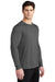 Sport-Tek ST420LS Mens Moisture Wicking Long Sleeve Crewneck T-Shirt Dark Smoke Grey Model 3q