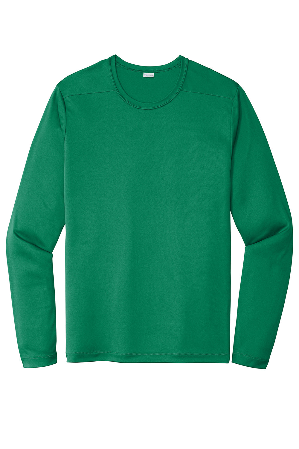 Sport-Tek ST420LS Mens Moisture Wicking Long Sleeve Crewneck T-Shirt Kelly Green Flat Front