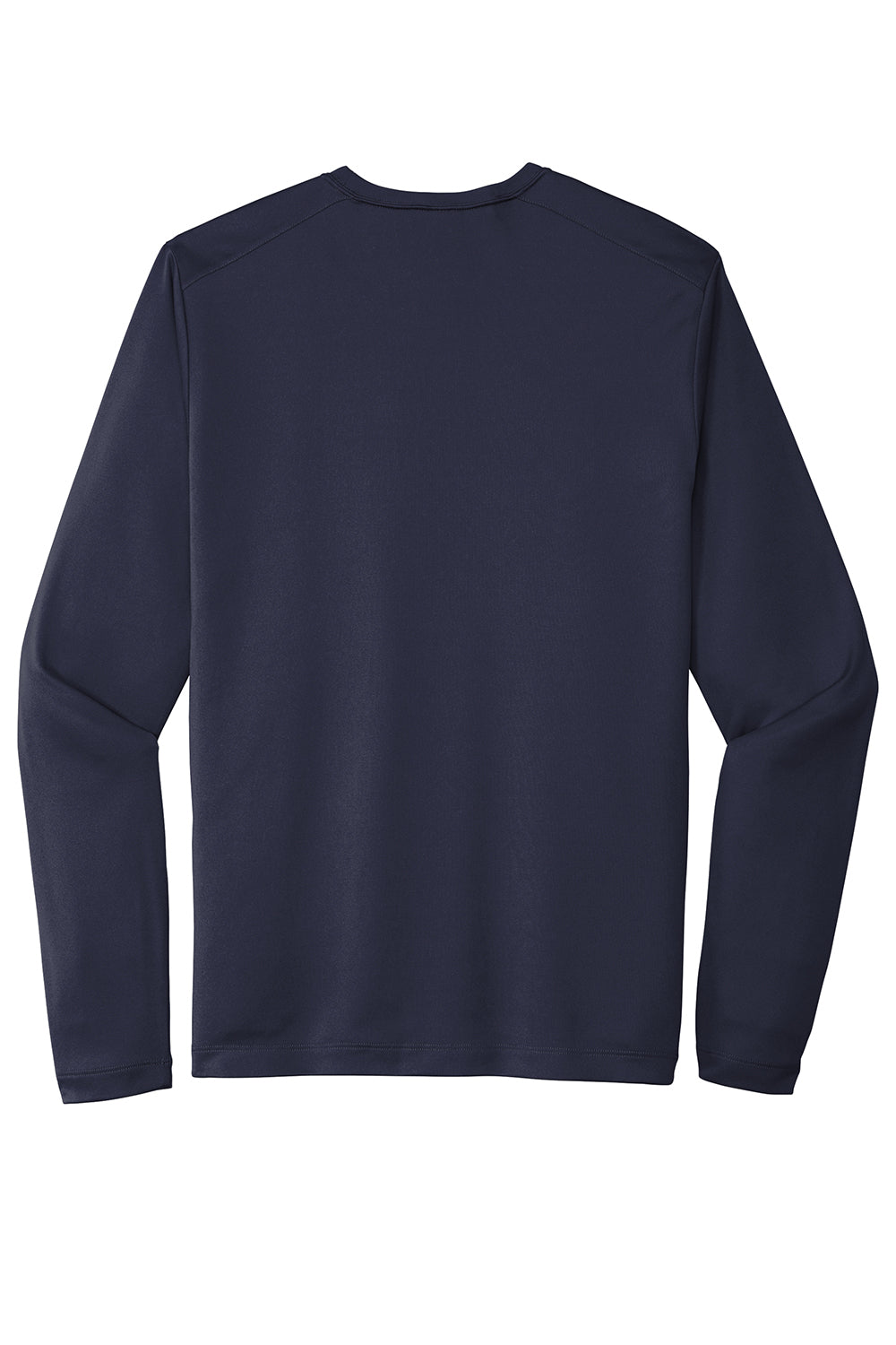 Sport-Tek ST420LS Mens Moisture Wicking Long Sleeve Crewneck T-Shirt True Navy Blue Flat Back