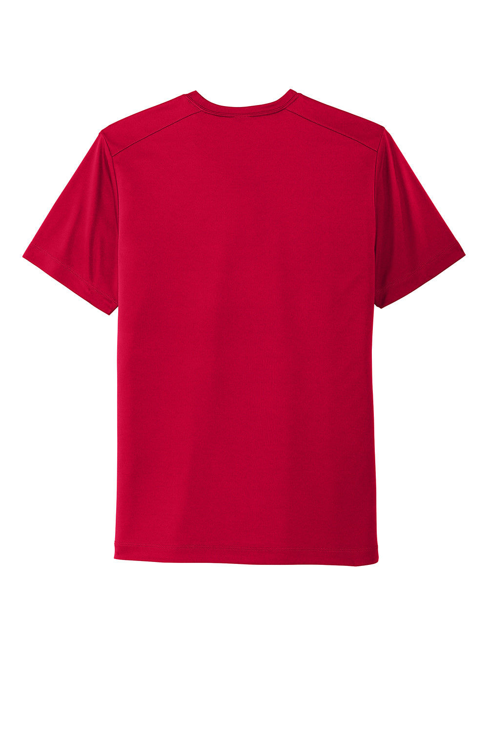 Sport-Tek ST420 Mens Moisture Wicking Short Sleeve Crewneck T-Shirt Deep Red Flat Back