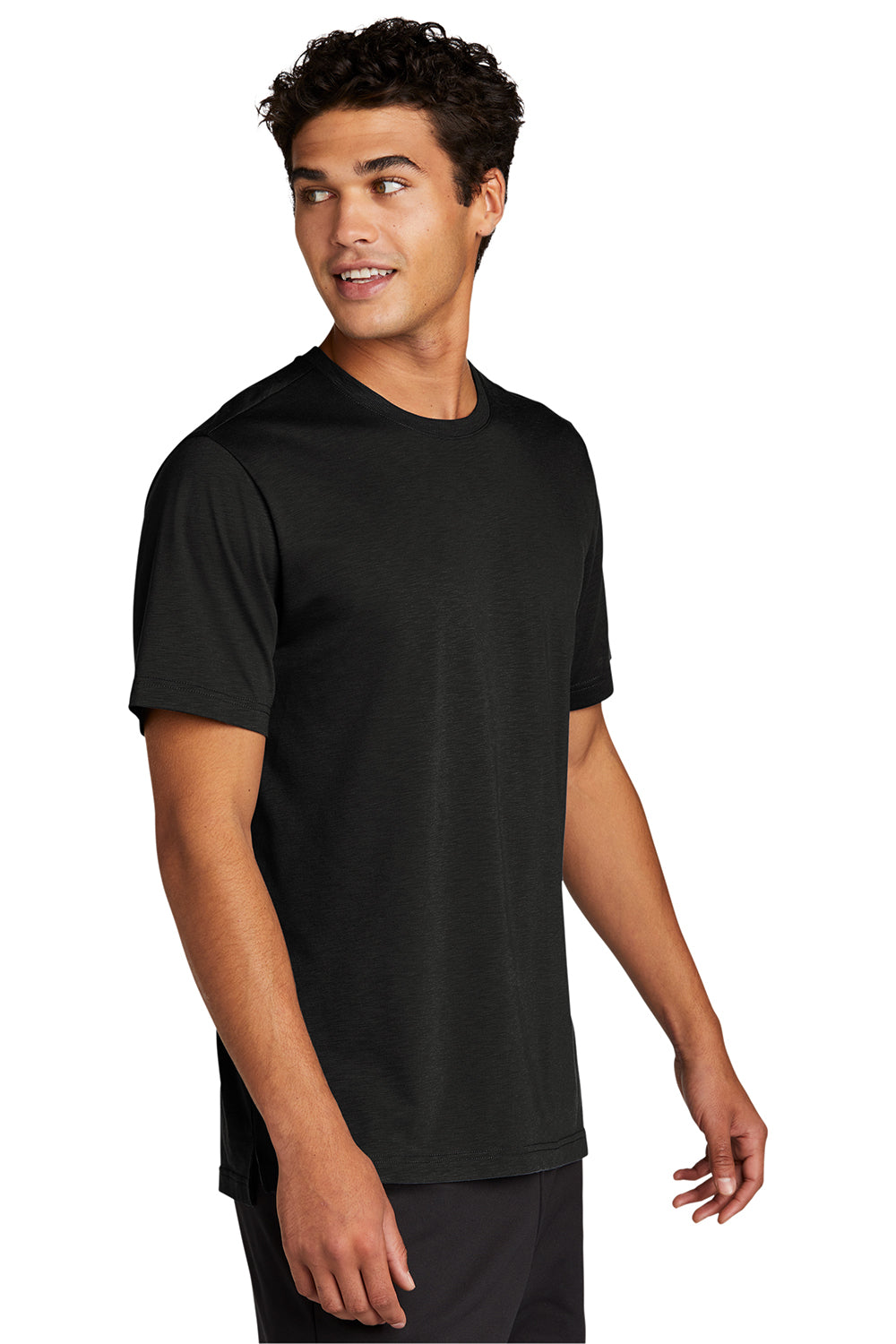 Sport-Tek ST430 Mens Strive Moisture Wicking Short Sleeve Crewneck T-Shirt Black Model 3q