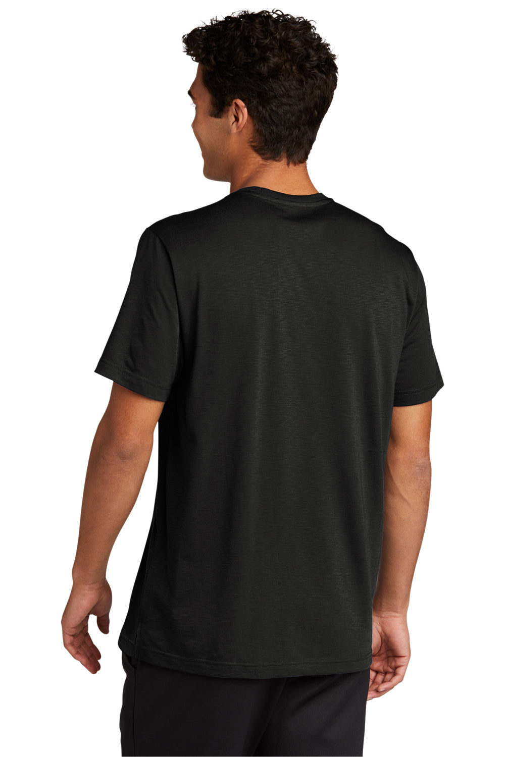 Sport-Tek ST430 Mens Strive Moisture Wicking Short Sleeve Crewneck T-Shirt Black Model Back