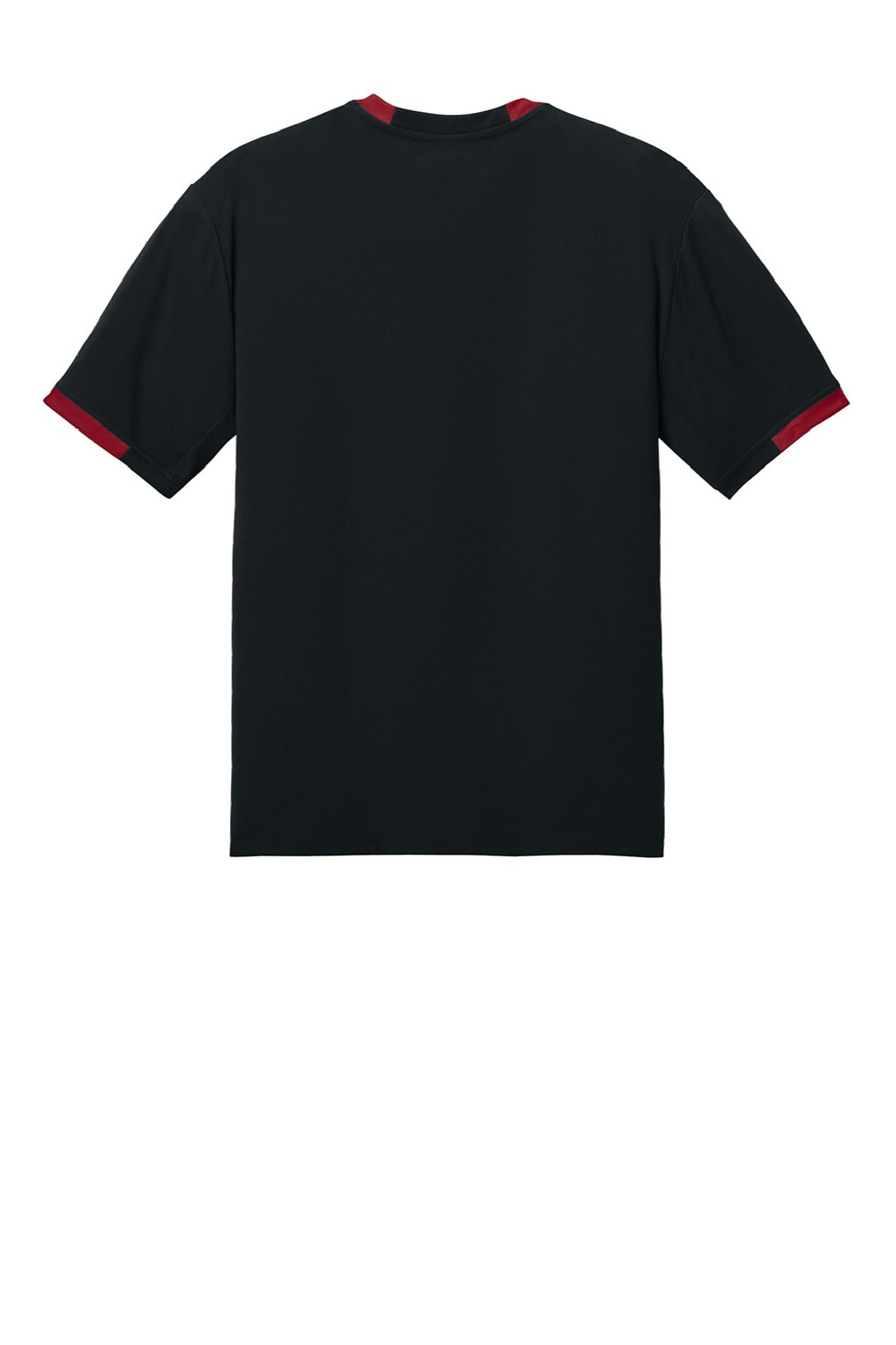 Sport-Tek ST440 Mens Club Moisture Wicking Short Sleeve Crewneck T-Shirt Black/Deep Red Flat Back