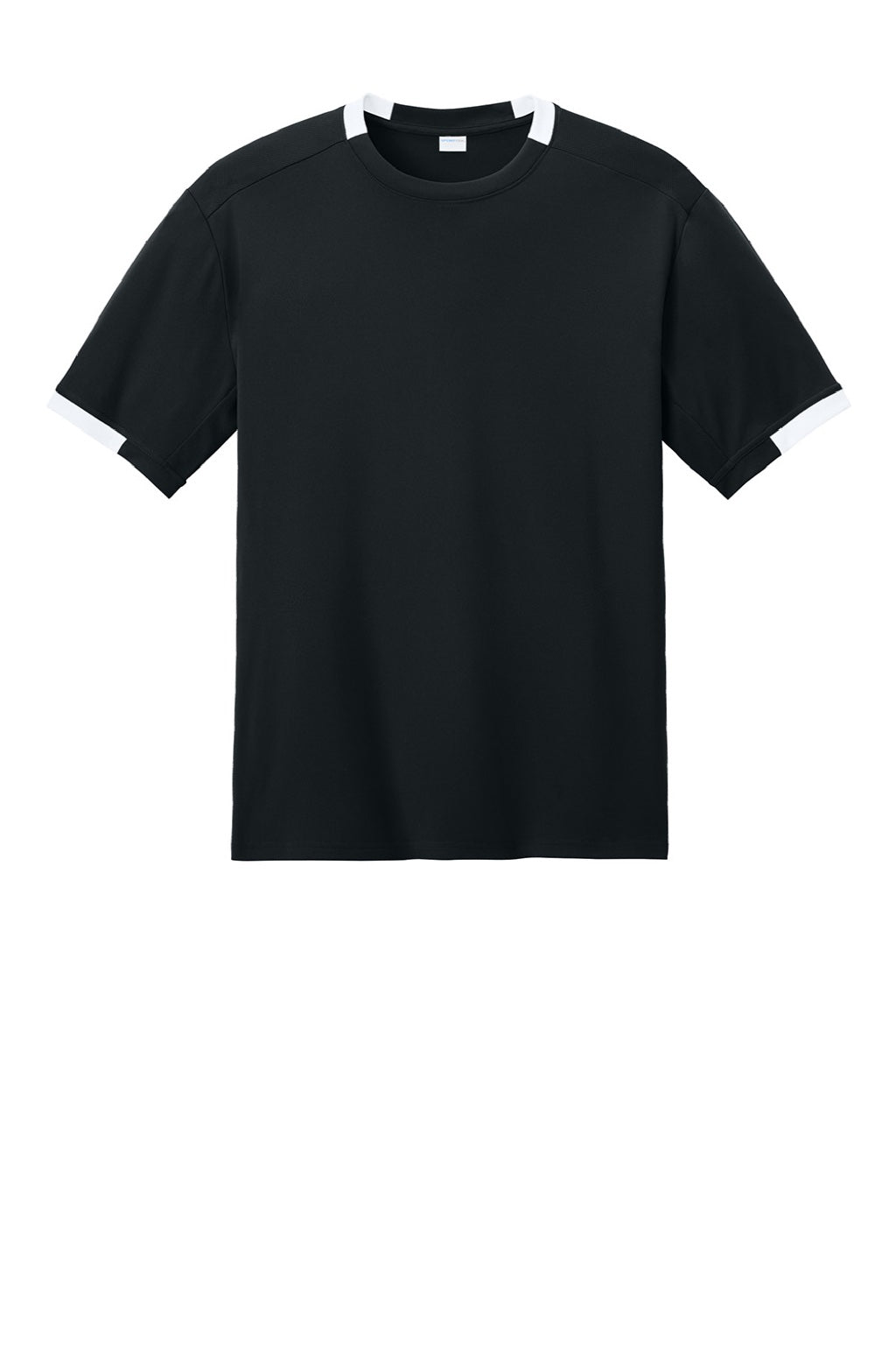 Sport-Tek ST440 Mens Club Moisture Wicking Short Sleeve Crewneck T-Shirt Black/White Flat Front