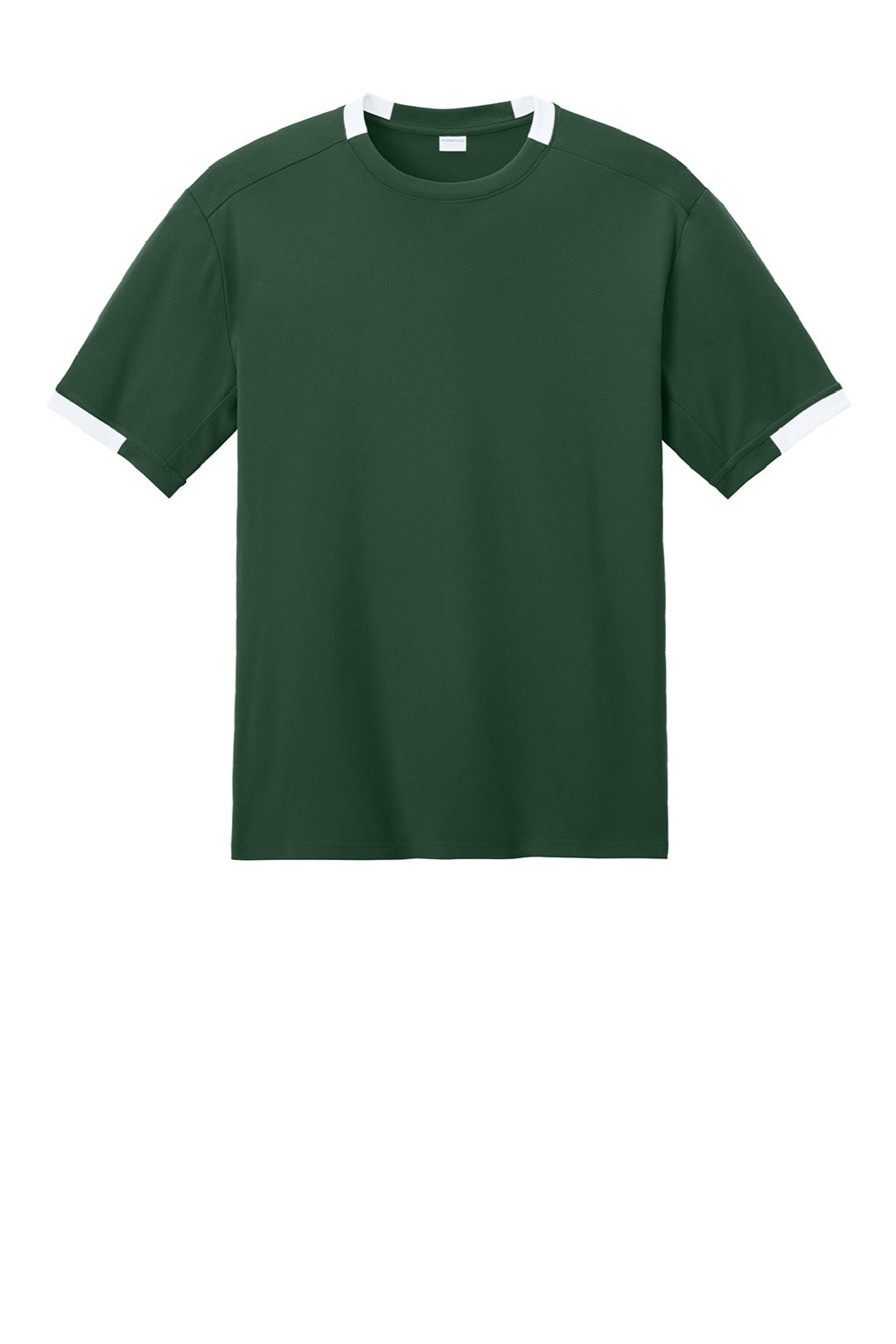 Sport-Tek ST440 Mens Club Moisture Wicking Short Sleeve Crewneck T-Shirt Forest Green/White Flat Front