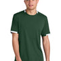 Sport-Tek Mens Club Moisture Wicking Short Sleeve Crewneck T-Shirt - Forest Green/White