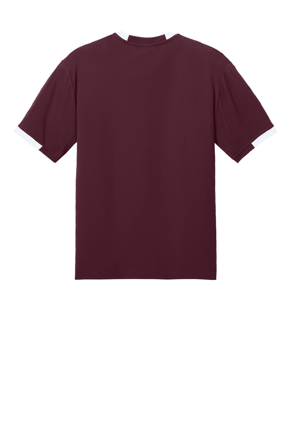 Sport-Tek ST440 Mens Club Moisture Wicking Short Sleeve Crewneck T-Shirt Maroon/White Flat Back