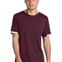 Sport-Tek Mens Club Moisture Wicking Short Sleeve Crewneck T-Shirt - Maroon/White