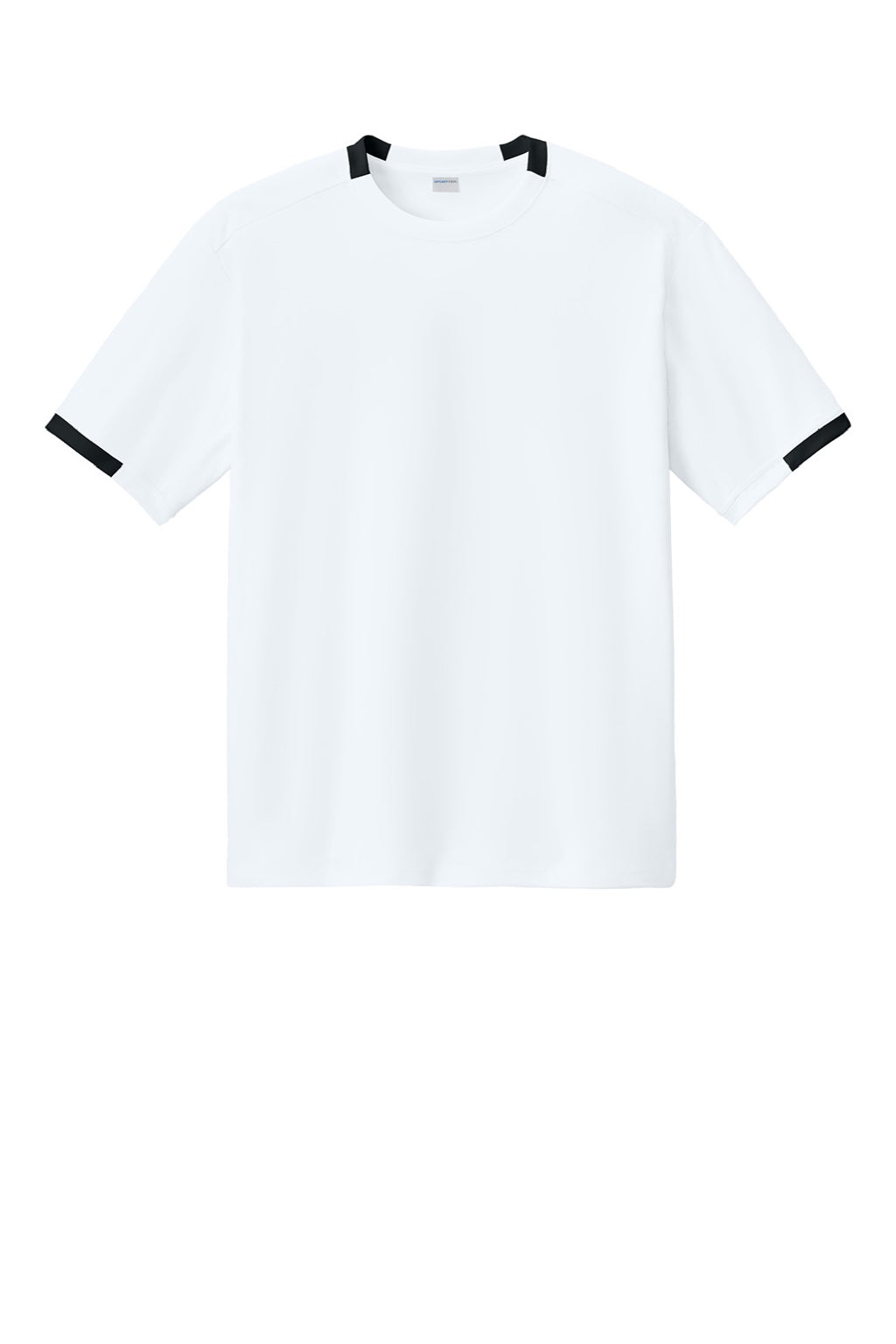 Sport-Tek ST440 Mens Club Moisture Wicking Short Sleeve Crewneck T-Shirt White/Black Flat Front