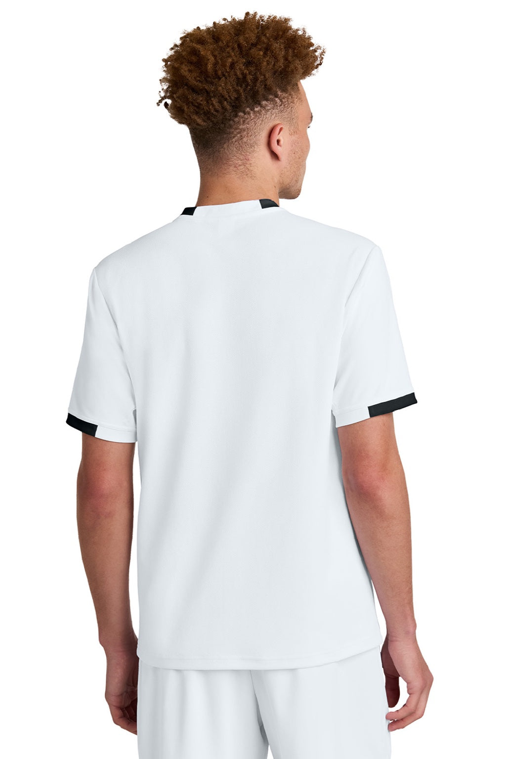 Sport-Tek ST440 Mens Club Moisture Wicking Short Sleeve Crewneck T-Shirt White/Black Model Back