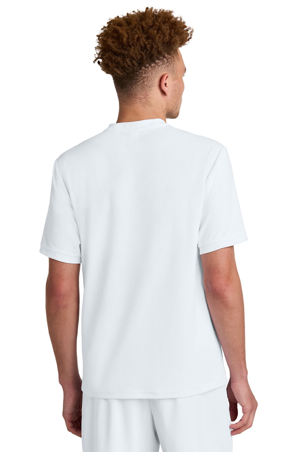 Sport-Tek ST440 Mens Club Moisture Wicking Short Sleeve Crewneck T-Shirt White/White Model Back