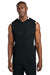 Sport-Tek ST441 Mens Club Moisture Wicking V-Neck Tank Top Black/White Model Front