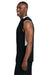 Sport-Tek ST441 Mens Club Moisture Wicking V-Neck Tank Top Black/White Model Side