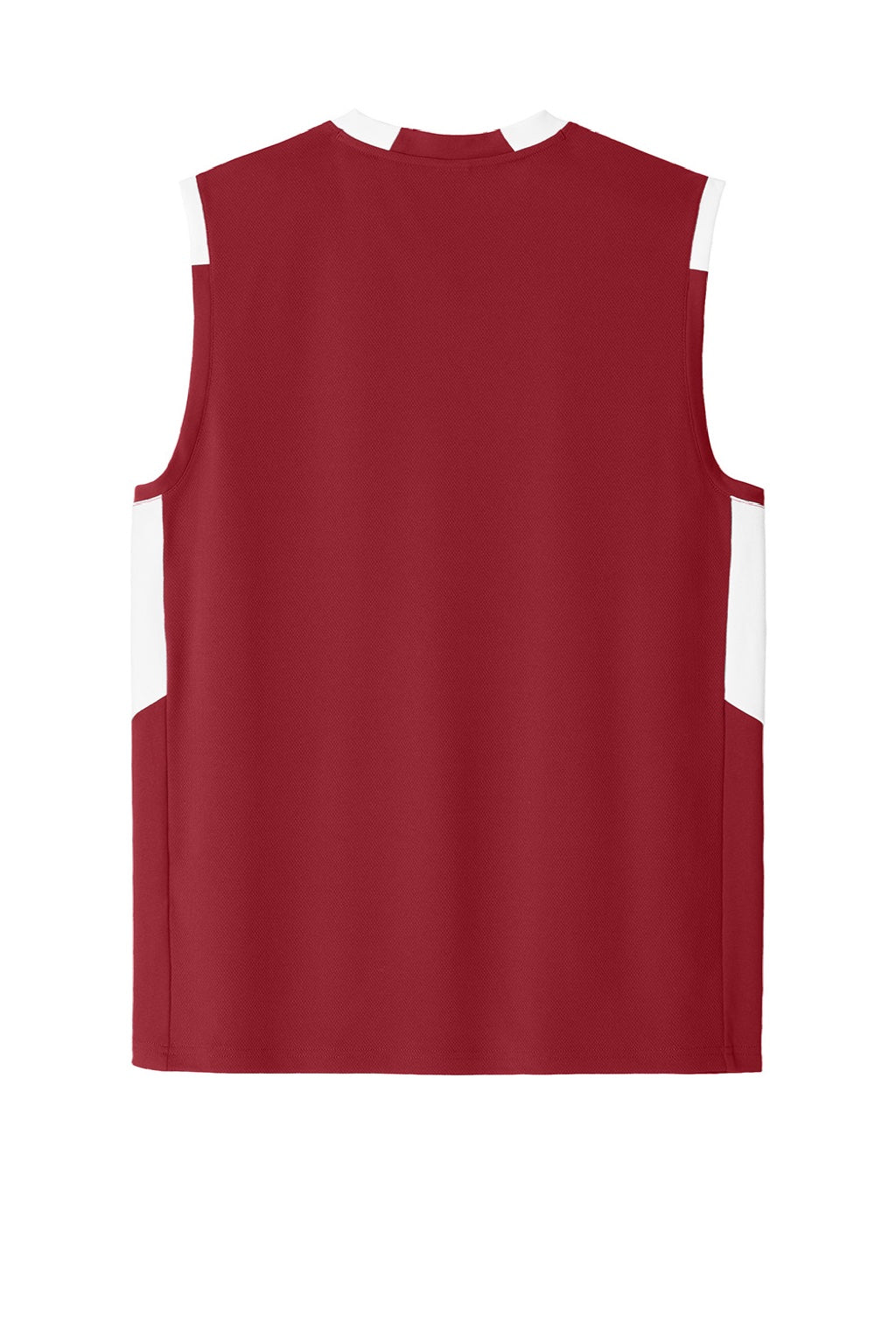 Sport-Tek ST441 Mens Club Moisture Wicking V-Neck Tank Top Deep Red/White Flat Back