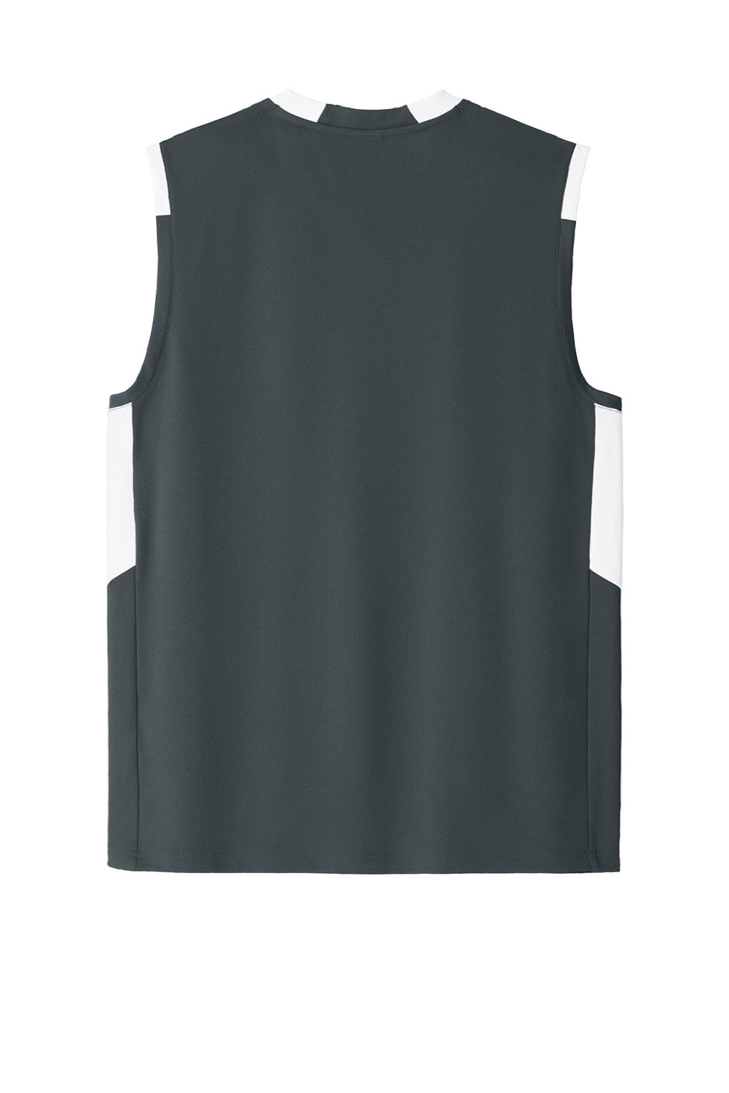 Sport-Tek ST441 Mens Club Moisture Wicking V-Neck Tank Top Iron Grey/White Flat Back