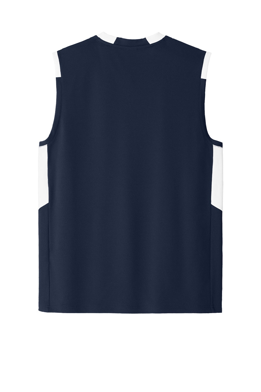 Sport-Tek ST441 Mens Club Moisture Wicking V-Neck Tank Top True Navy Blue/White Flat Back