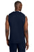 Sport-Tek ST441 Mens Club Moisture Wicking V-Neck Tank Top True Navy Blue/White Model Back