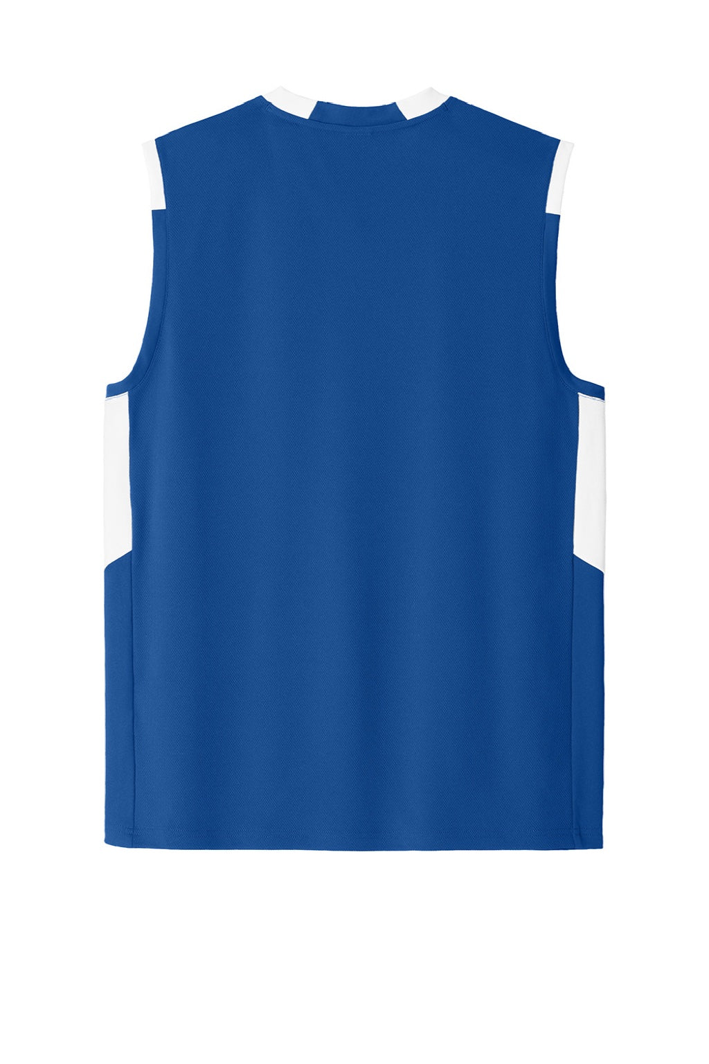 Sport-Tek ST441 Mens Club Moisture Wicking V-Neck Tank Top True Royal Blue/White Flat Back