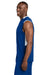 Sport-Tek ST441 Mens Club Moisture Wicking V-Neck Tank Top True Royal Blue/White Model Side
