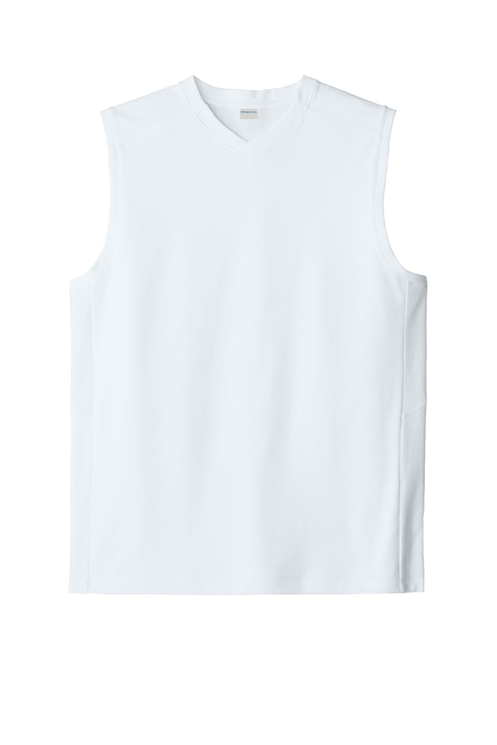 Sport-Tek ST441 Mens Club Moisture Wicking V-Neck Tank Top White/White Flat Front