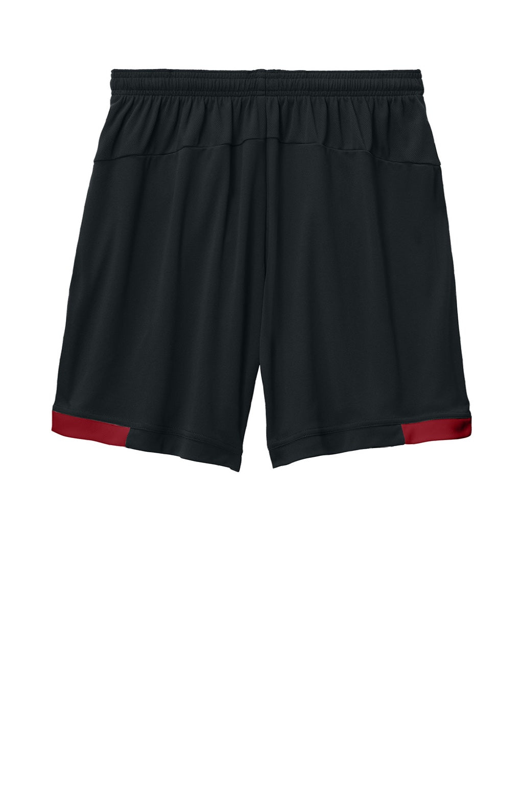 Sport-Tek ST442 Mens Club Moisture Wicking Shorts Black/Deep Red Flat Back