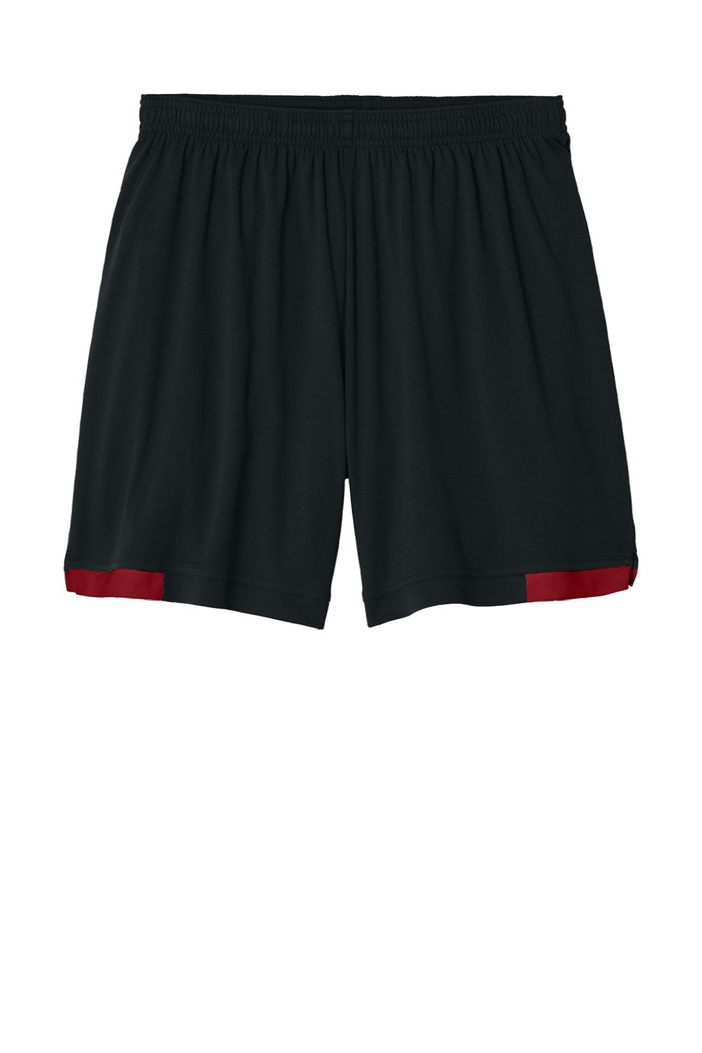 Sport-Tek ST442 Mens Club Moisture Wicking Shorts Black/Deep Red Flat Front