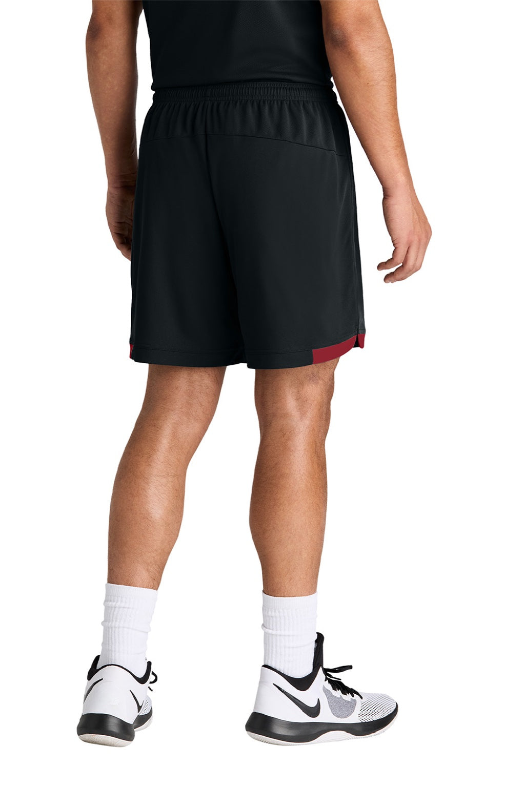 Sport-Tek ST442 Mens Club Moisture Wicking Shorts Black/Deep Red Model Back