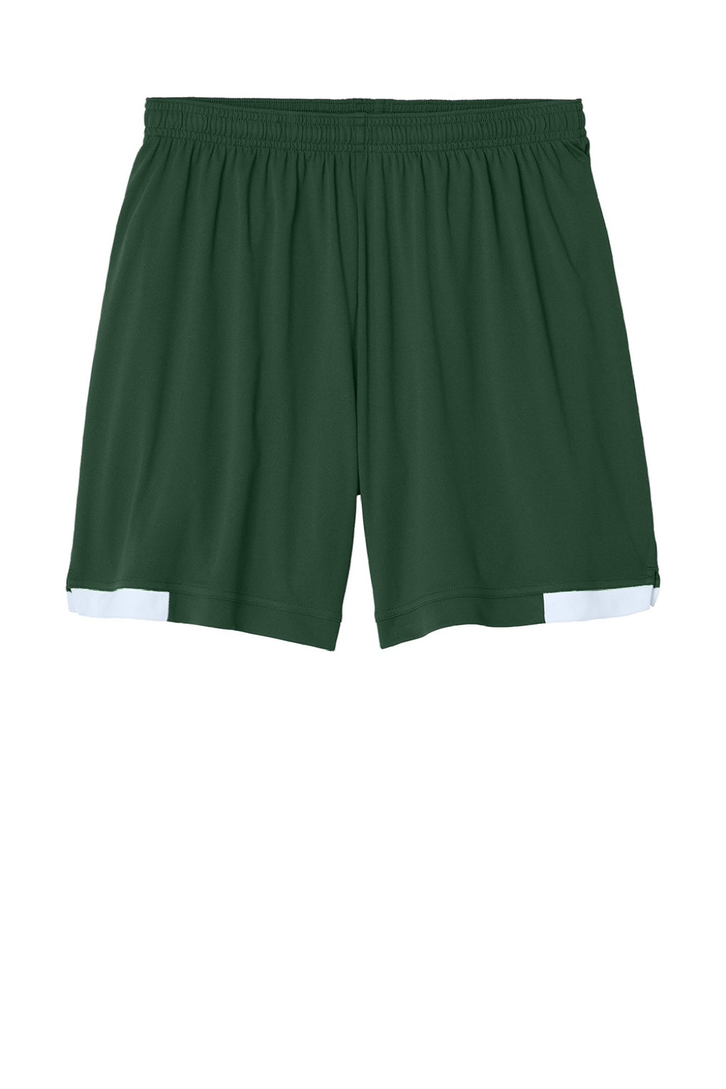 Sport-Tek ST442 Mens Club Moisture Wicking Shorts Forest Green/White Flat Front
