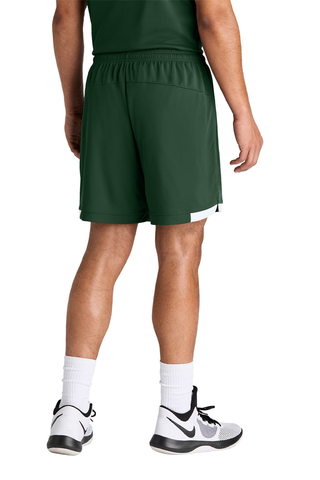 Sport-Tek ST442 Mens Club Moisture Wicking Shorts Forest Green/White Model Back