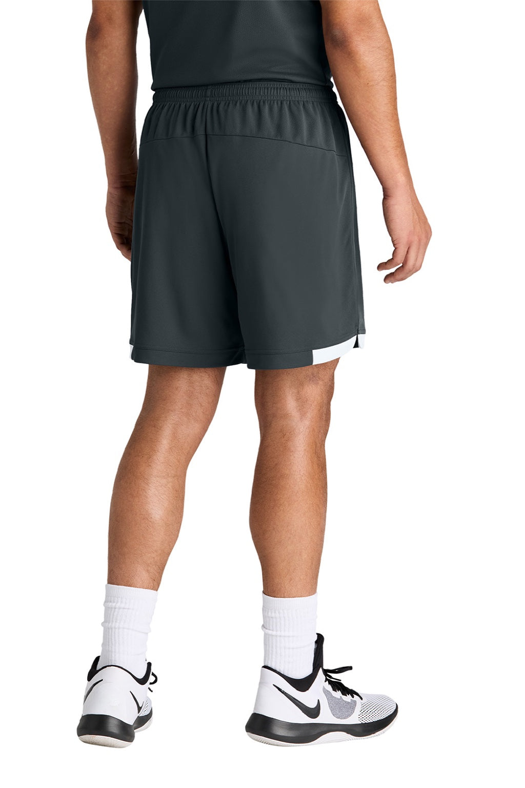 Sport-Tek ST442 Mens Club Moisture Wicking Shorts Iron Grey/White Model Back