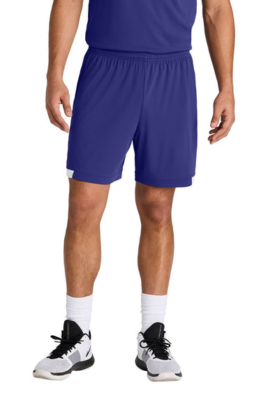 Sport-Tek ST442 Mens Club Moisture Wicking Shorts Purple/White Model Front
