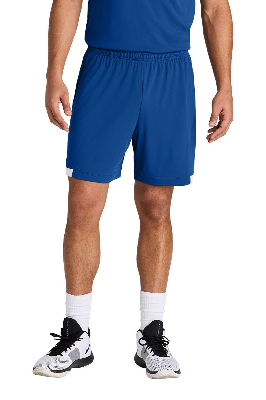 Sport-Tek ST442 Mens Club Moisture Wicking Shorts True Royal Blue/White Model Front