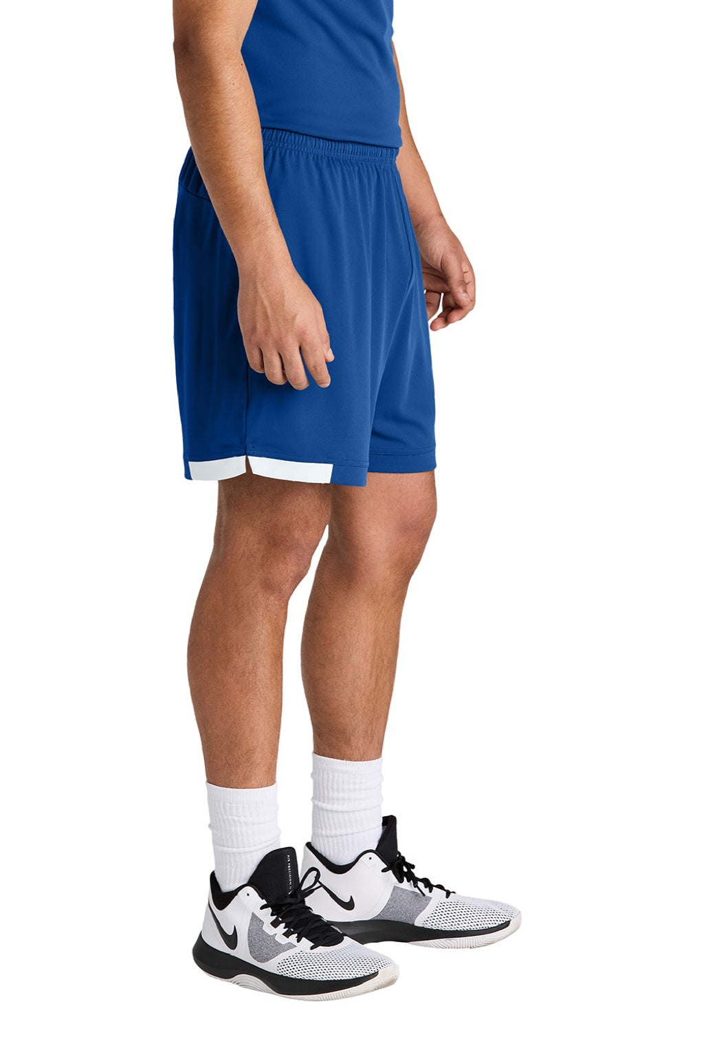Sport-Tek ST442 Mens Club Moisture Wicking Shorts True Royal Blue/White Model Side