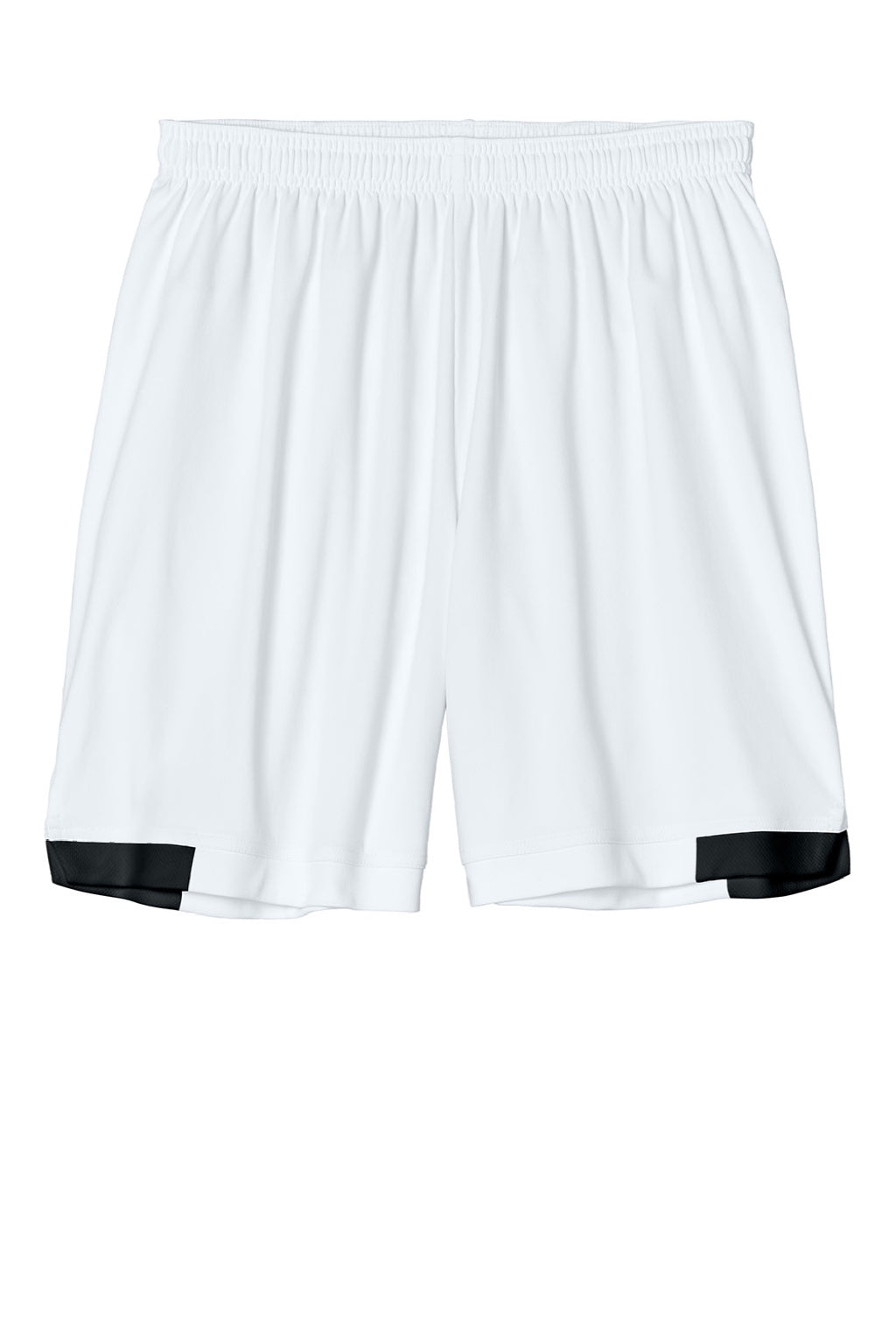 Sport-Tek ST442 Mens Club Moisture Wicking Shorts White/Black Flat Front
