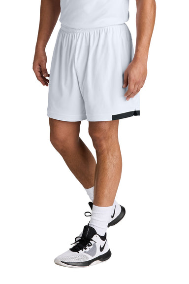 Sport-Tek ST442 Mens Club Moisture Wicking Shorts White/Black Model Front