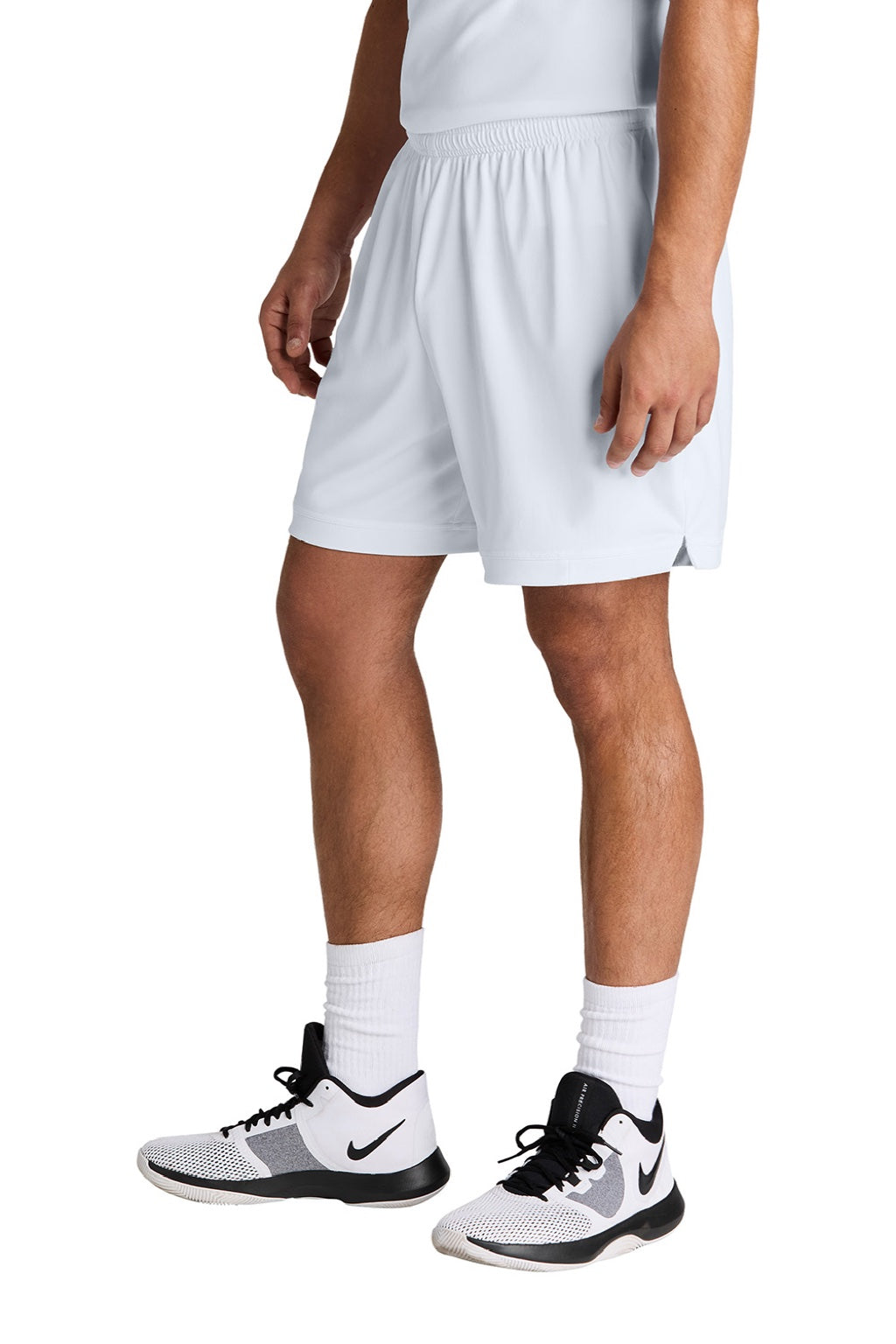 Sport-Tek ST442 Mens Club Moisture Wicking Shorts White/White Model Side