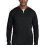Sport-Tek Mens Club Moisture Wicking 1/4 Zip Sweatshirt - Black/Deep Red