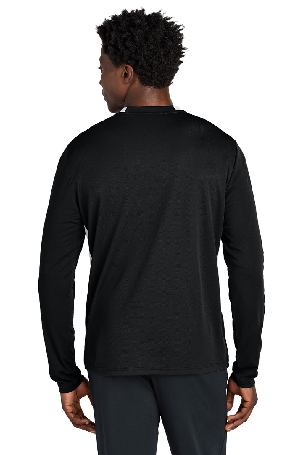 Sport-Tek ST443 Mens Club Moisture Wicking 1/4 Zip Sweatshirt Black/White Model Back