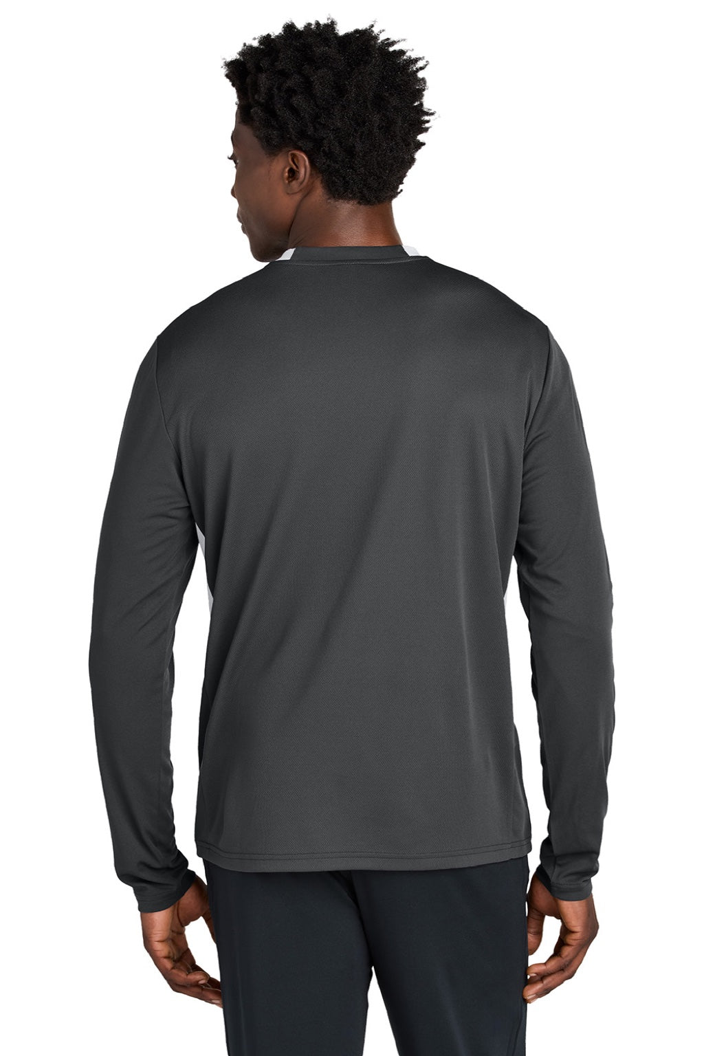 Sport-Tek ST443 Mens Club Moisture Wicking 1/4 Zip Sweatshirt Iron Grey/White Model Back