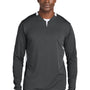 Sport-Tek Mens Club Moisture Wicking 1/4 Zip Sweatshirt - Iron Grey/White