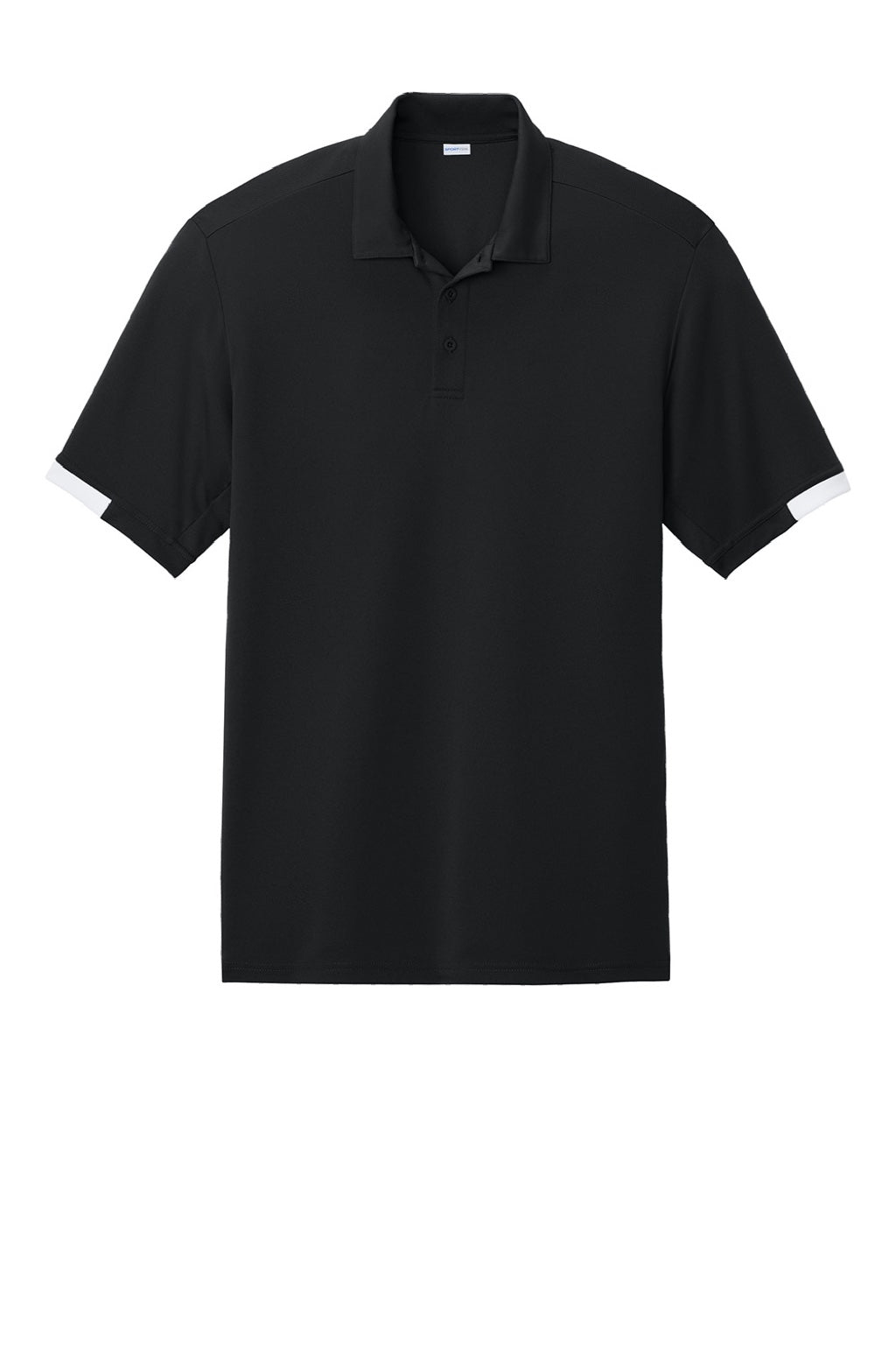 Sport-Tek ST444 Mens Club Colorblock Moisture Wicking Short Sleeve Polo Shirt Black/White Flat Front