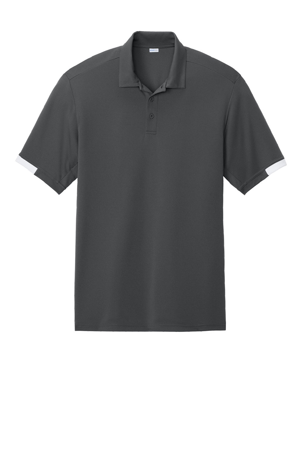 Sport-Tek ST444 Mens Club Colorblock Moisture Wicking Short Sleeve Polo Shirt Iron Grey/White Flat Front