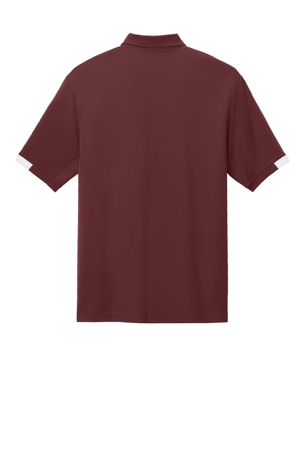 Sport-Tek ST444 Mens Club Colorblock Moisture Wicking Short Sleeve Polo Shirt Maroon/White Flat Back