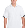 Sport-Tek Mens Club Colorblock Moisture Wicking Short Sleeve Polo Shirt - White/Black