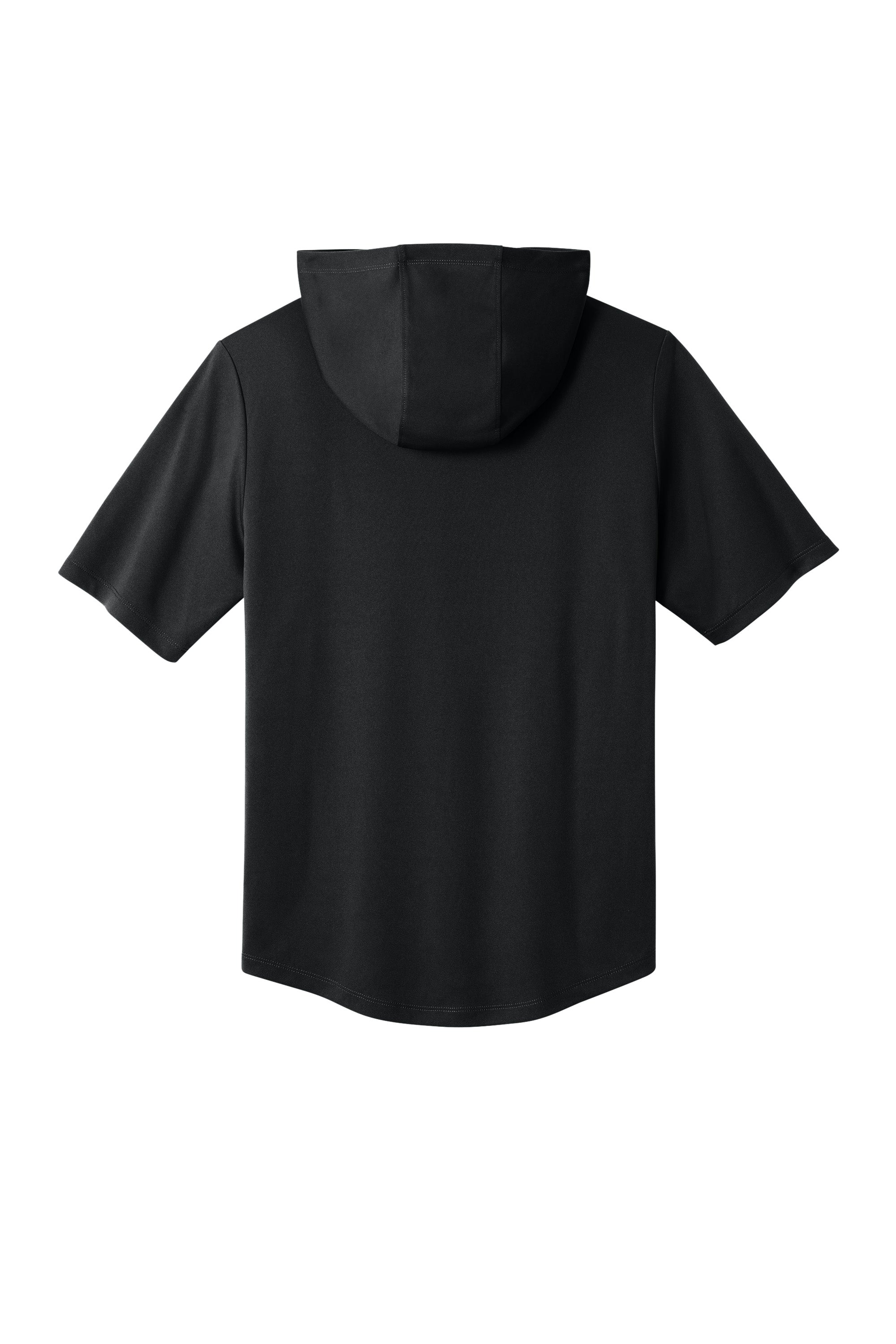 Sport-Tek ST445 Mens Club Short Sleeve Hooded T-Shirt Hoodie Black Flat Back