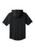 Sport-Tek ST445 Mens Club Short Sleeve Hooded T-Shirt Hoodie Black Flat Back
