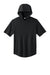 Sport-Tek ST445 Mens Club Short Sleeve Hooded T-Shirt Hoodie Black Flat Front