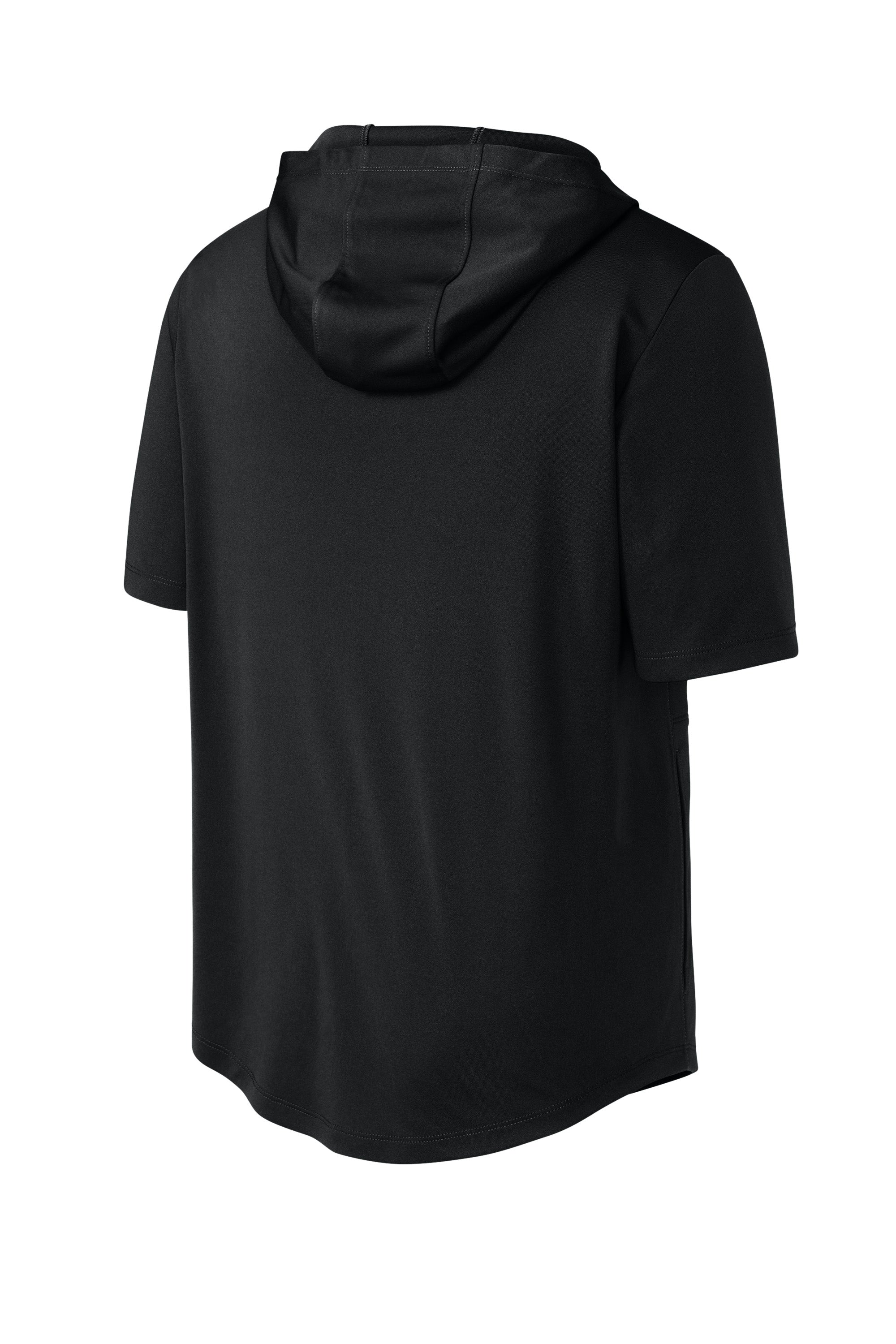 Sport-Tek ST445 Mens Club Short Sleeve Hooded T-Shirt Hoodie Black Forn Back