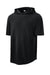 Sport-Tek ST445 Mens Club Short Sleeve Hooded T-Shirt Hoodie Black Form Front