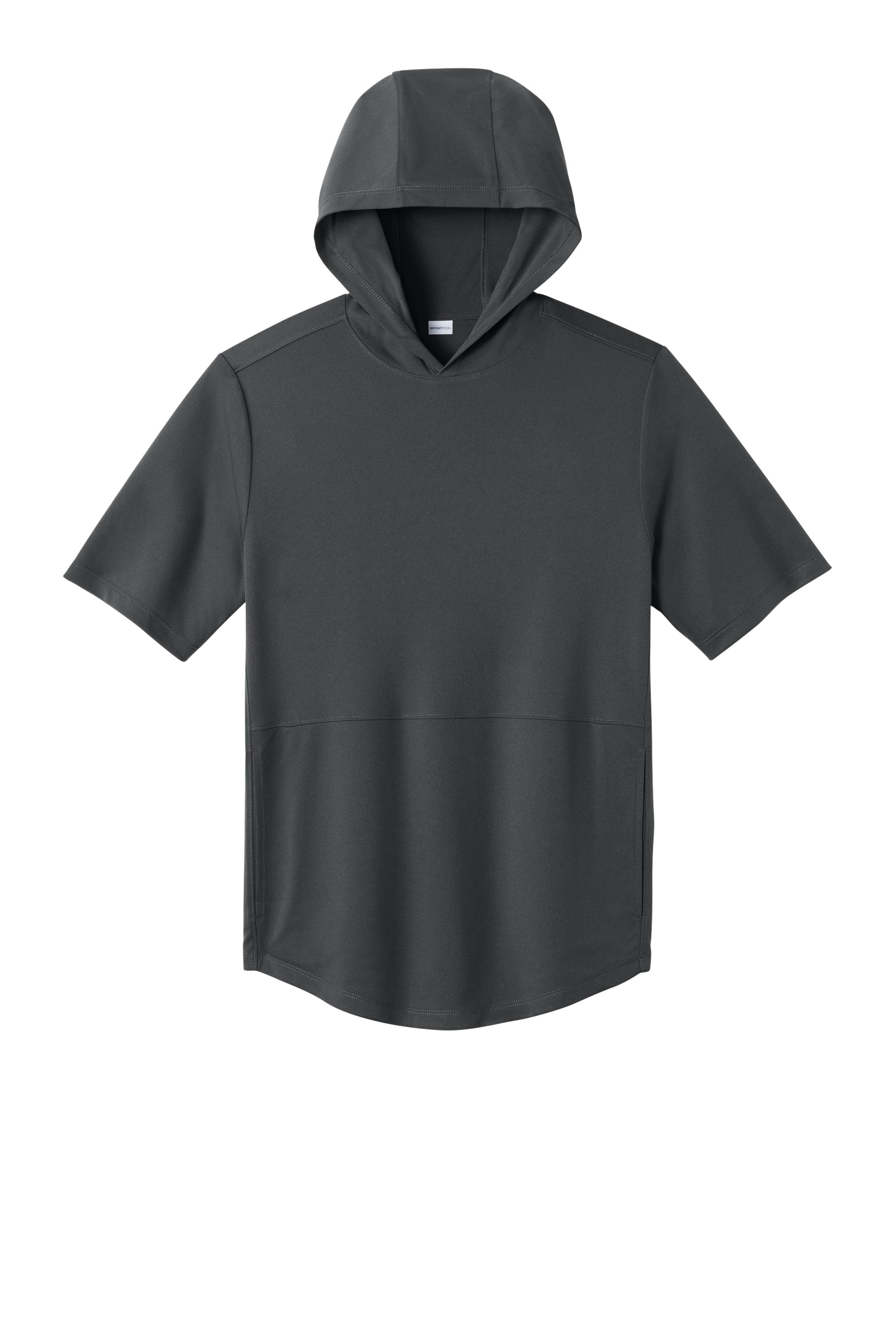 Sport-Tek ST445 Mens Club Short Sleeve Hooded T-Shirt Hoodie Iron Grey Flat Front